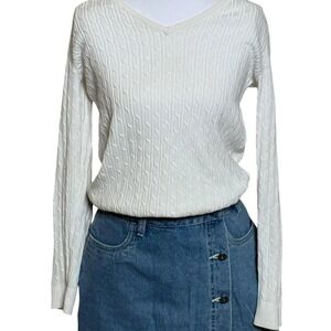Talbots cream cable knit sweater